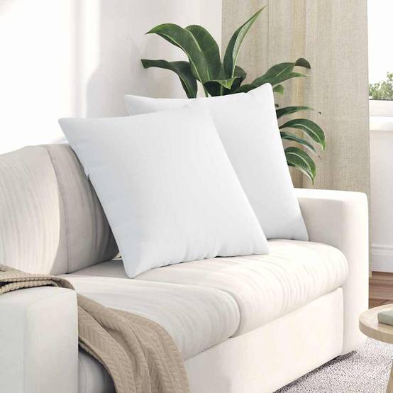 Set de 2 Coussins Décoratifs en Tissu Moderne Déhoussables pour Salon Blanc 60x60 cm – ComfortXL Outdoor Living - Image 1