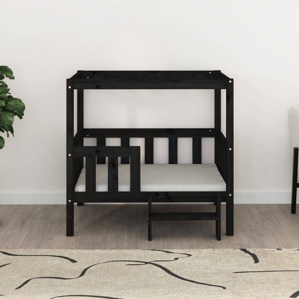 Vidaxl - Lit pour chien Noir 95,5x73,5x90 cm Bois de pin solide vidaXL 822386 - Imagen 4