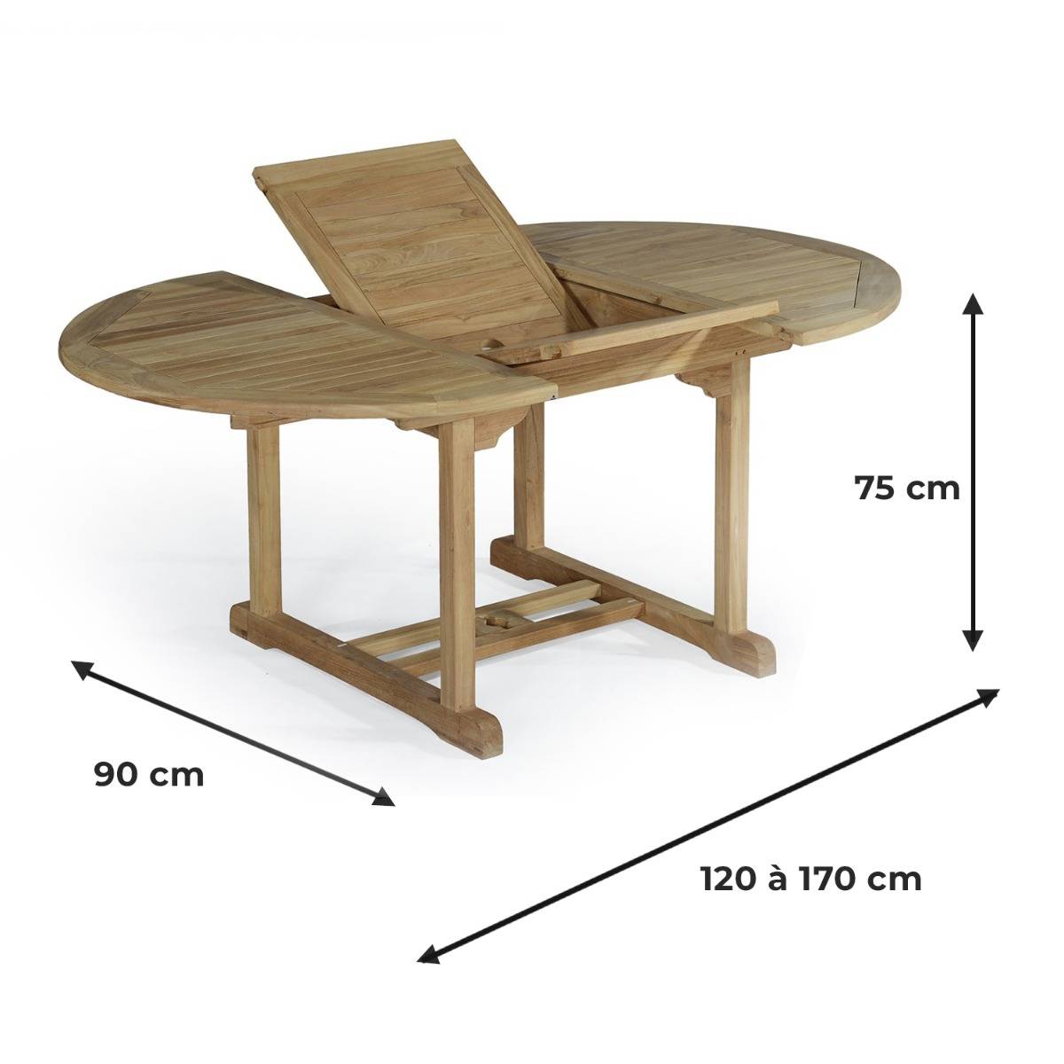 Table extensible ronde en teck massif Roma 120/170 x120 cm - TECK'Attitude - Imagen 8