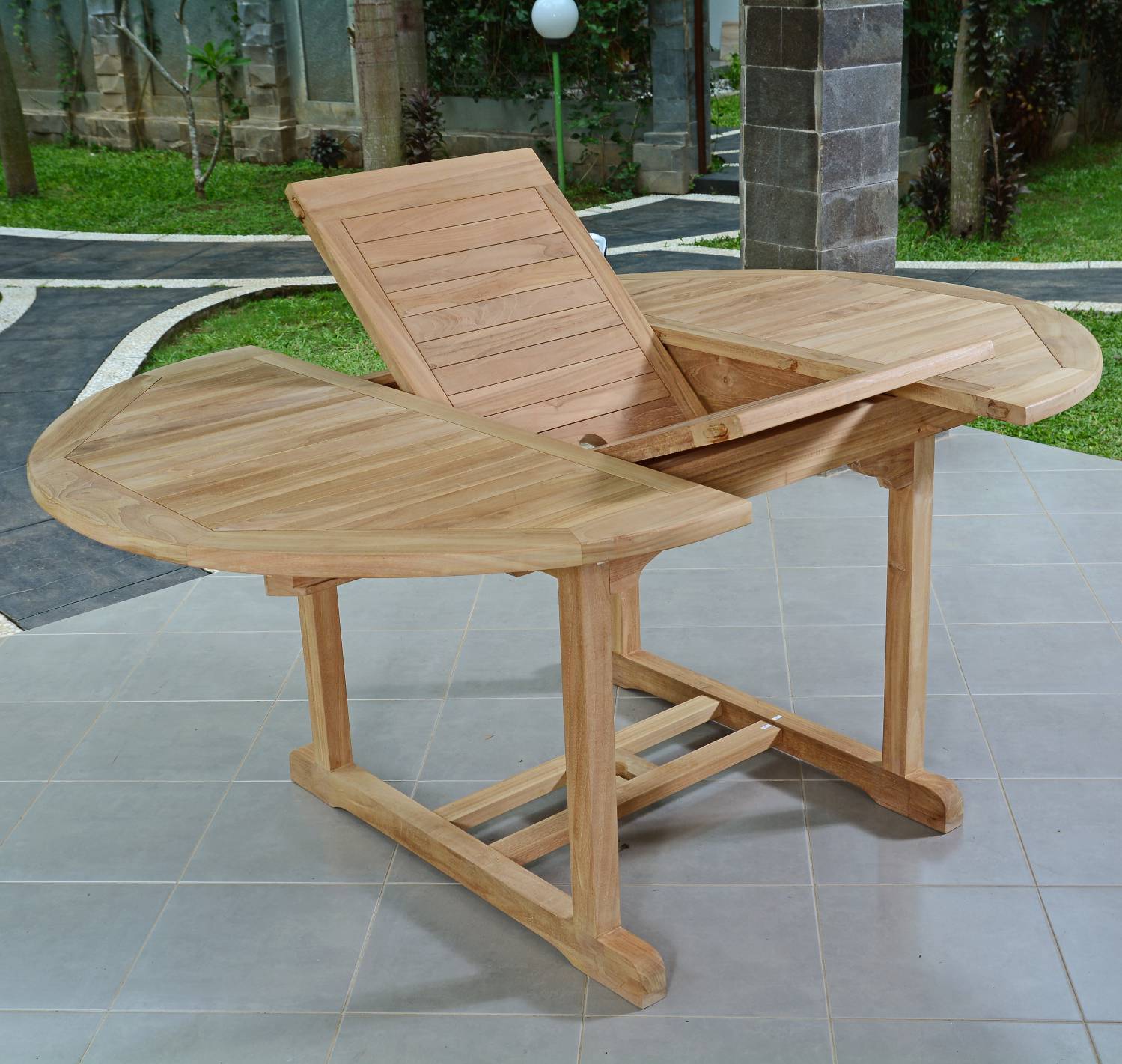 Table extensible ronde en teck massif Roma 120/170 x120 cm - TECK'Attitude - Imagen 6
