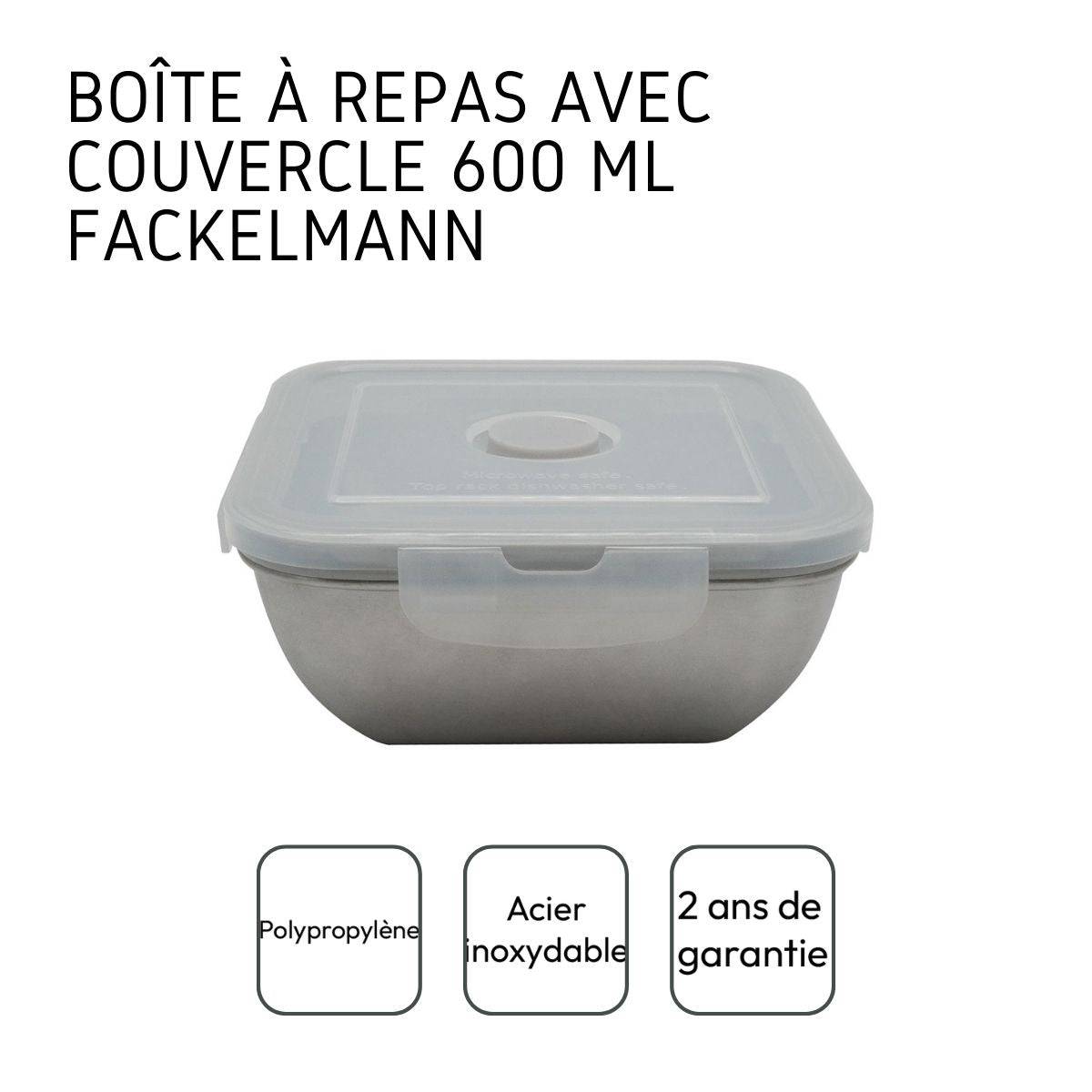 Lunch box en inox avec couvercle à clips 600 ml Fackelmann Move - Image 4
