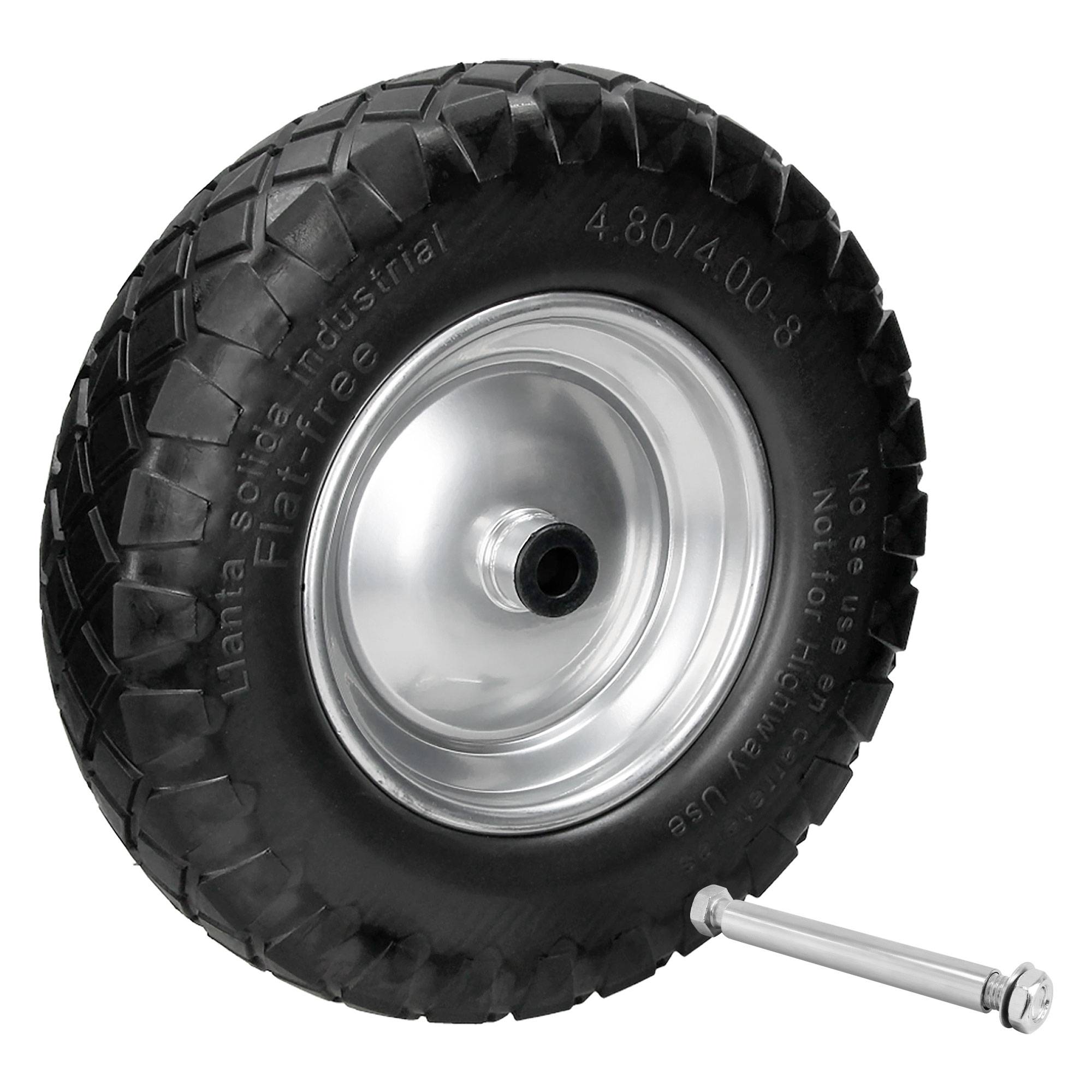 Ecd-Germany - 15" Roue brouette pleine en gomme solide PU 4.80 4.00-8 Ø 390 mm avec axe et vis - Imagen 1