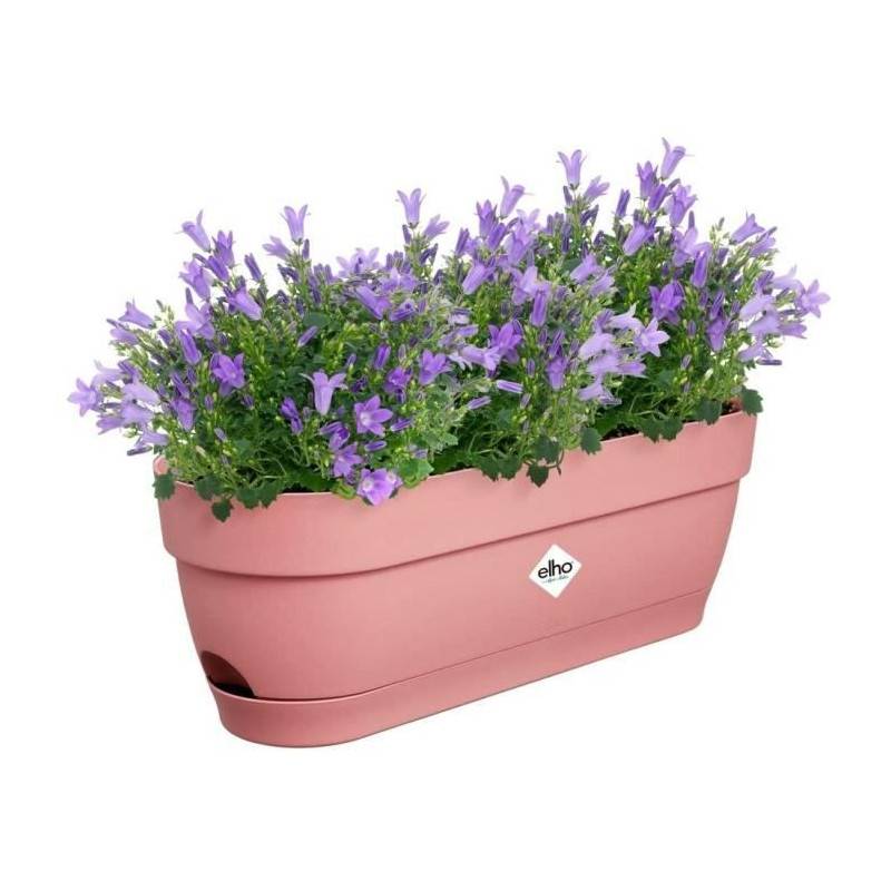 Elho - Pot De Fleurs Rond Loft Urban - Plastique - Percé - Réservoir - Avec Roulettes - ø50 - Rose Poudré - Imagen 1