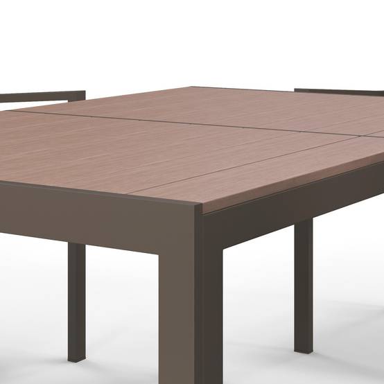 ComfortXL - Ensemble Repas Extérieur 7 Pièces Acier Bois Composite Chaises Empilables Kaki - ComfortXL Outdoor Living - Image 8