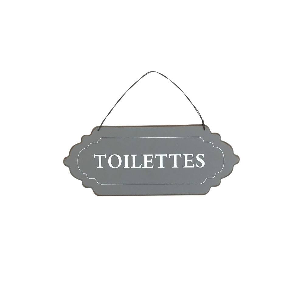 ~ Plaque de porte décorative vintage de toilettes en métal gris 12x7cm Chemin de campagne - Image 1