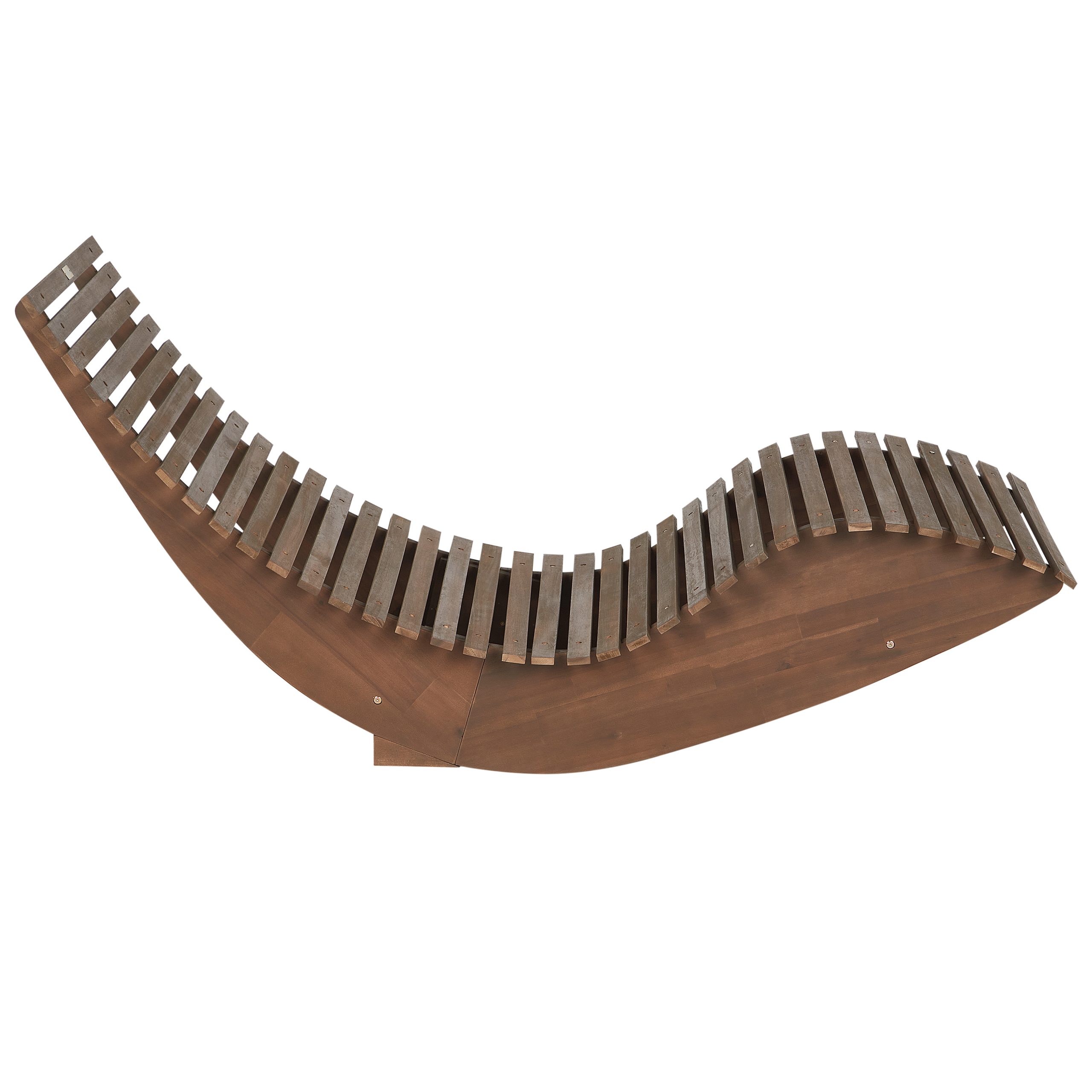Beliani - Chaise Longue à Bascule Bois Foncé en Bois d'Acacia avec Coussin Bleu Patio Terrasse Jardin à Lattes - Imagen 8