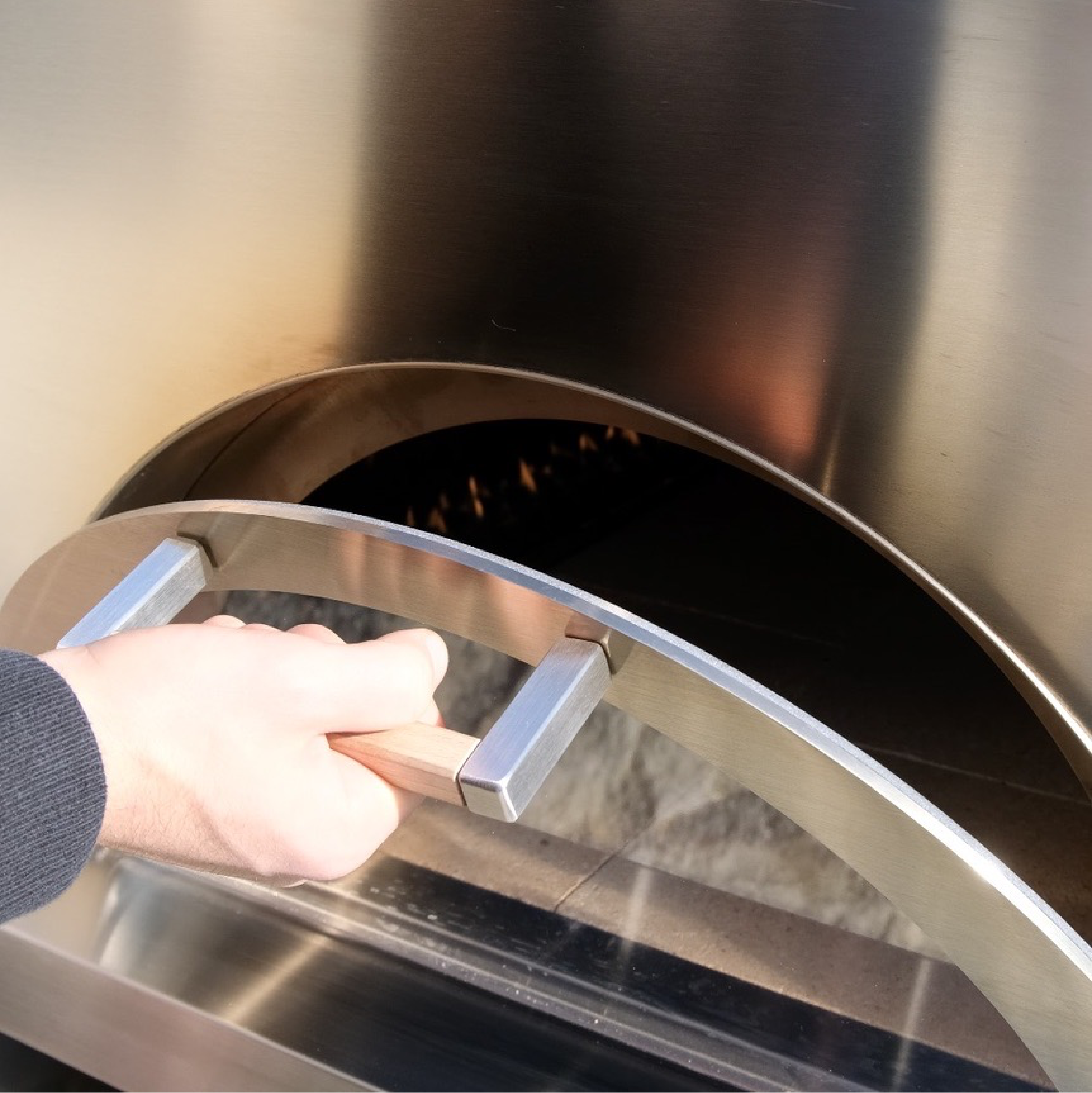 Four pizza bois LUX 2 - Rouge + Pelle à Pizzas + Chariot + Tablette latérale - OVENEAT - Image 7