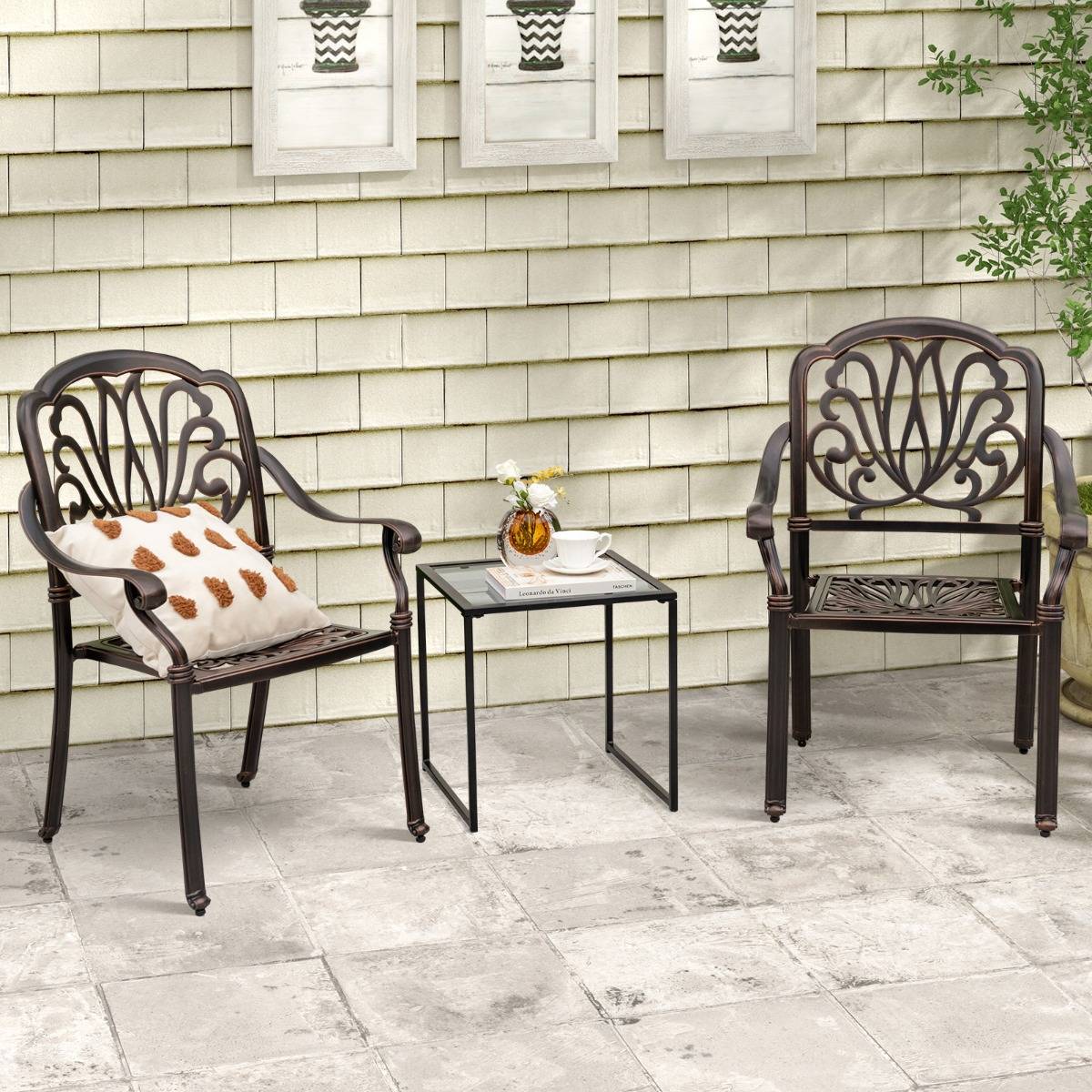 Maison Chic - Table D'appoint Carrée D'extérieur de 43 Cm en Verre Trempé Cadre en Métal Petite Table Basse pour Salon Porche Terrasse Jardin Noir - Image 4