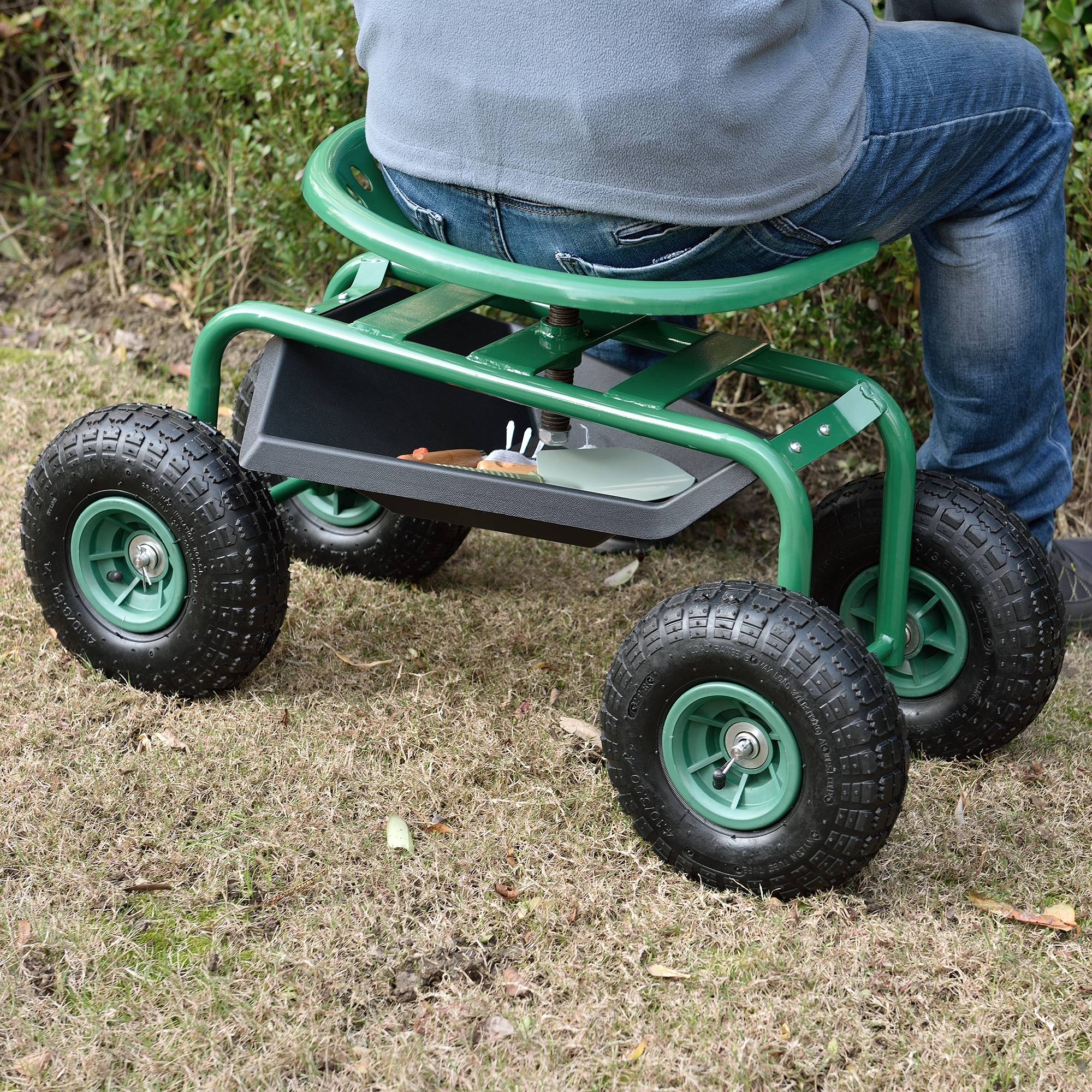 Pro.Tec - Tabouret de Jardin Roulant Vert 81 x 45 x 54 cm pro.tec - Image 6