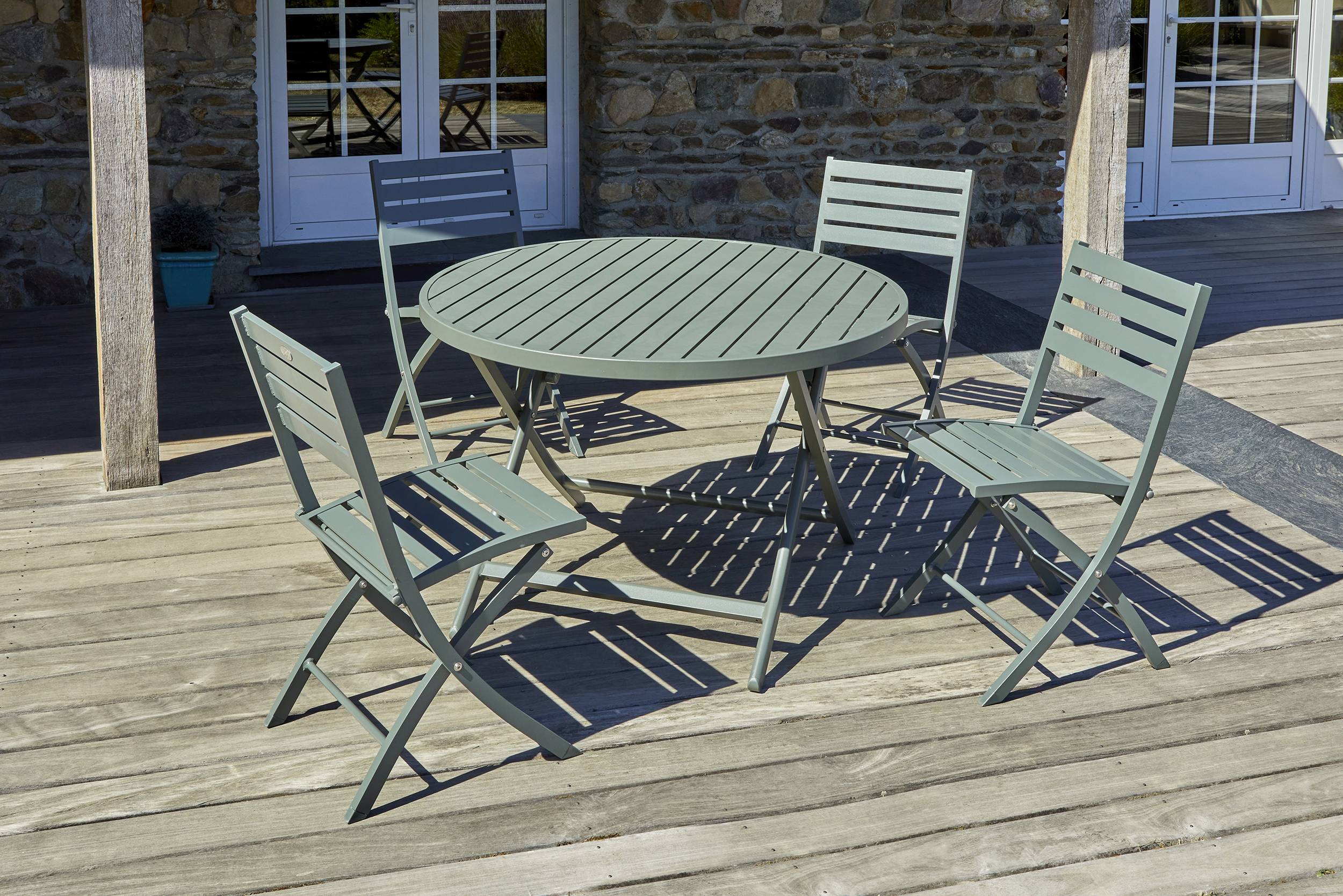 City Garden - Ensemble repas de jardin 4 places en aluminium - Kaki - MARIUS - Imagen 6