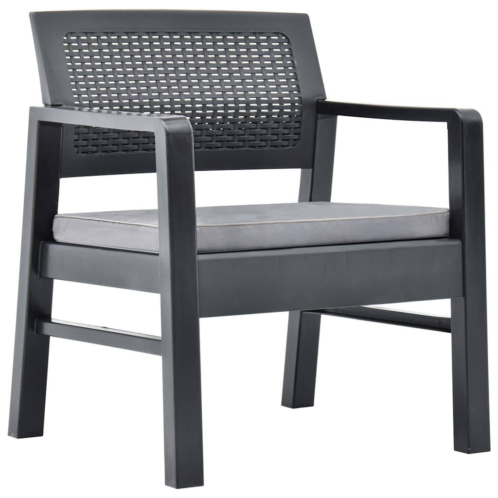 Vidaxl - Salon de jardin 3 pcs Plastique Anthracite vidaXL 48824 - Image 6