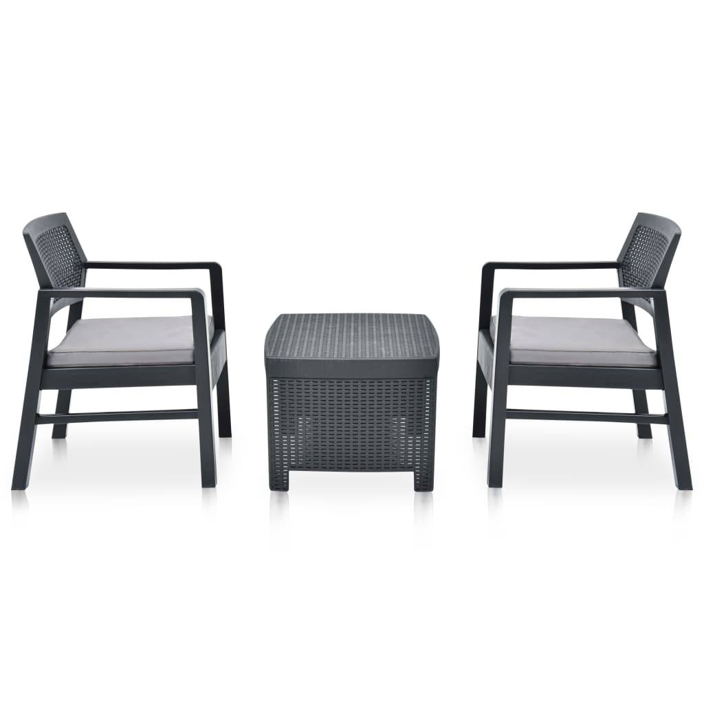 Vidaxl - Salon de jardin 3 pcs Plastique Anthracite vidaXL 48824 - Image 2