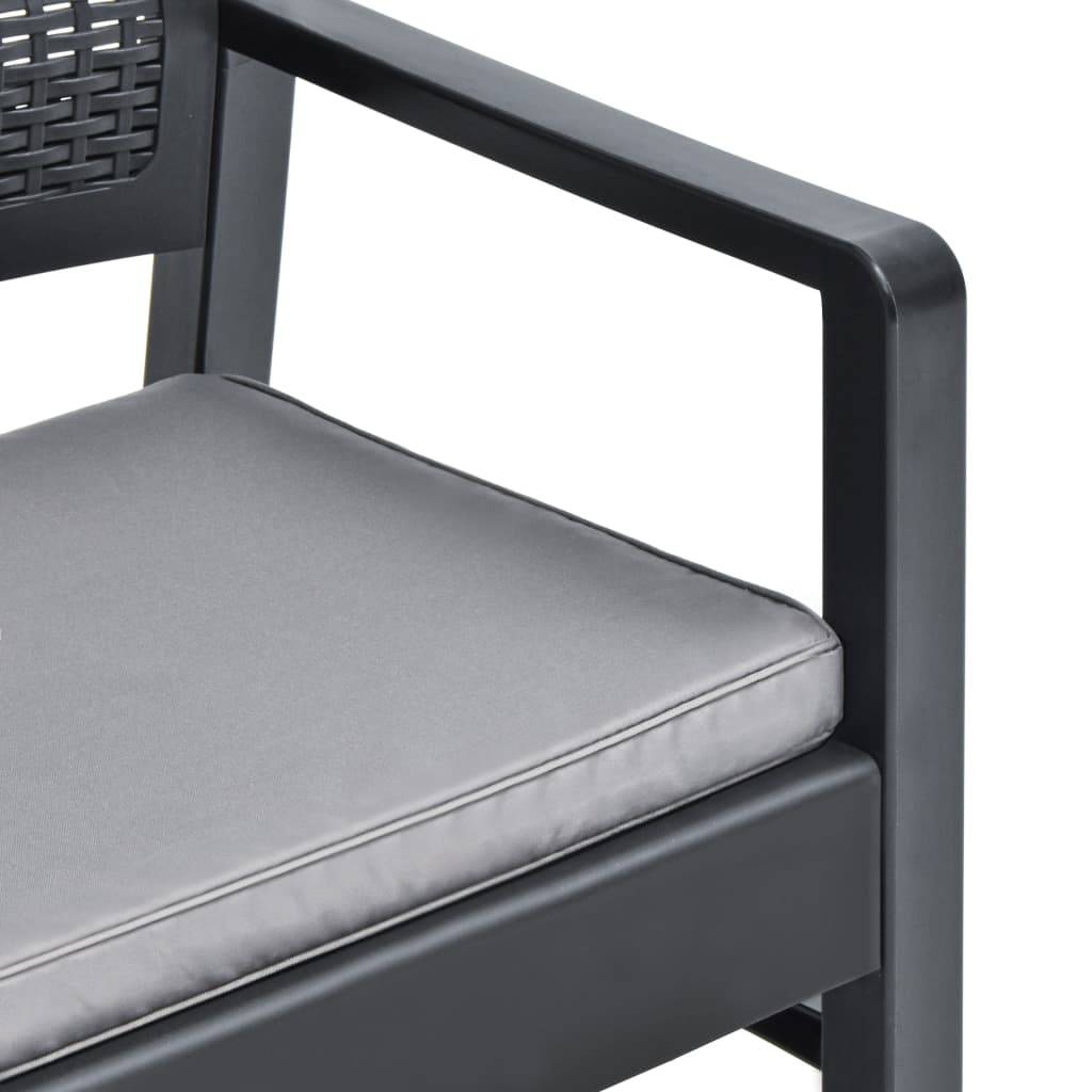 Vidaxl - Salon de jardin 3 pcs Plastique Anthracite vidaXL 48824 - Image 5