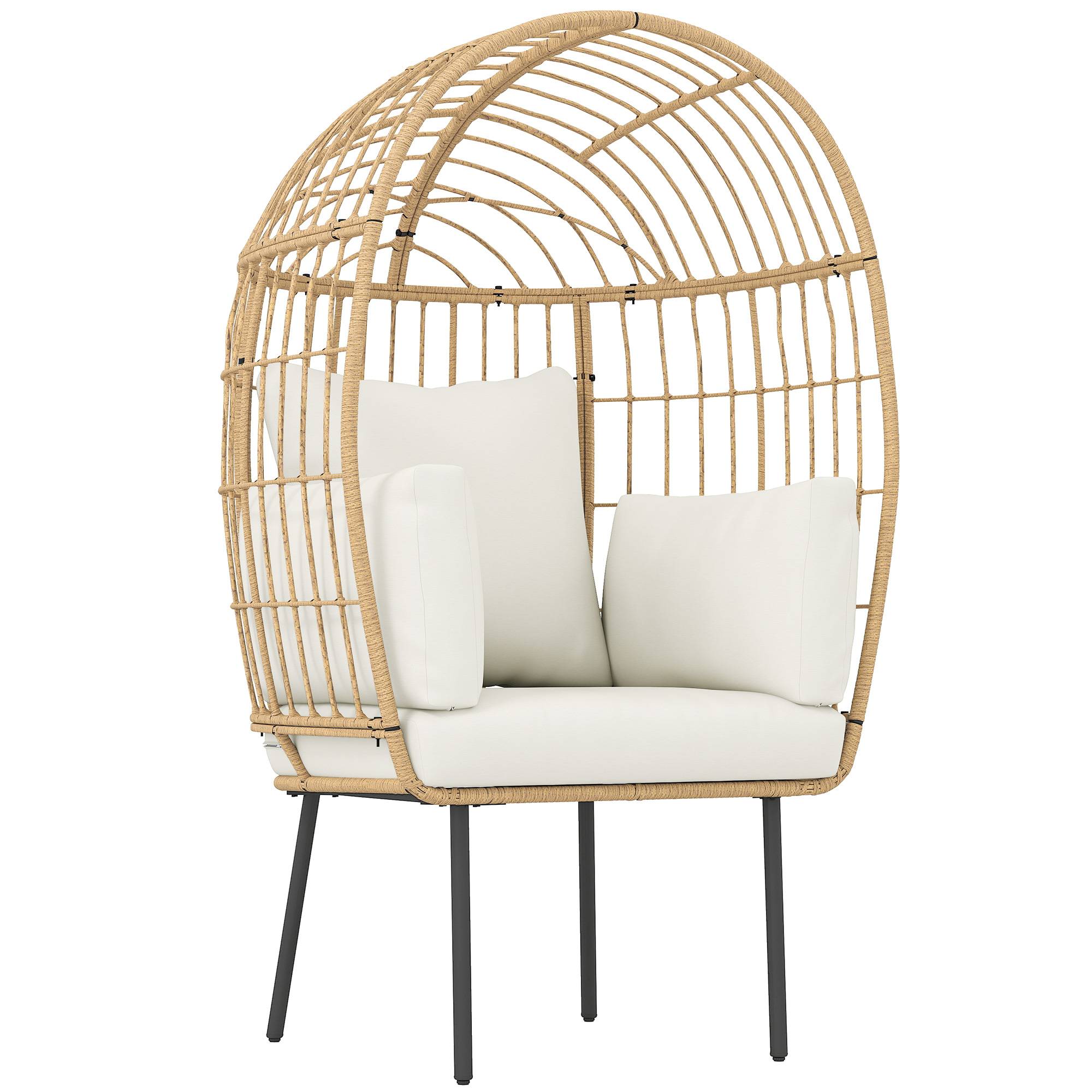 Fauteuil de jardin résine tressée beige 95 x 80 x 155 cm - PANGIVO