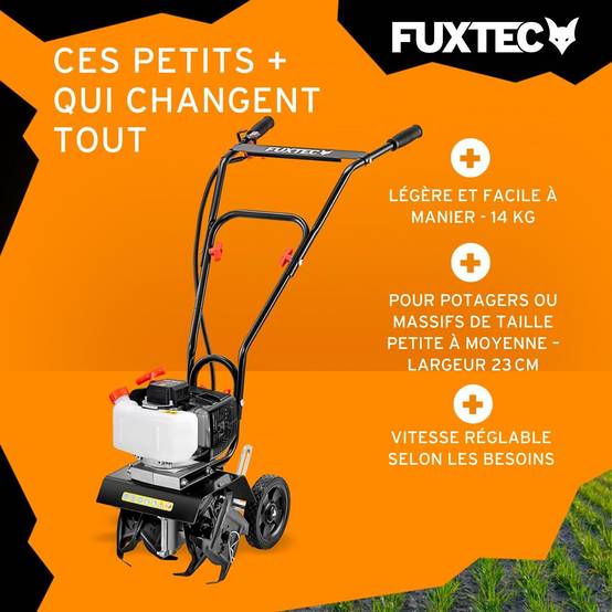 FUXTEC - Motobineuse thermique 2 temps, FUXTEC FX-AF152 51,6 cm3 largeur23 cm profondeur 70 mm 14 kg - Image 4