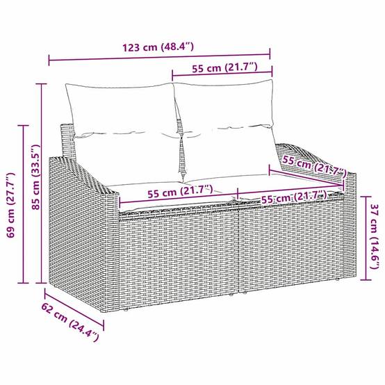 Canapé de Balcon Beige Modulable avec Coussin – Polyrotin Tissé pour Charme Naturel et Durabilité – Structure Acier – ComfortXL Outdoor Living - Image 9