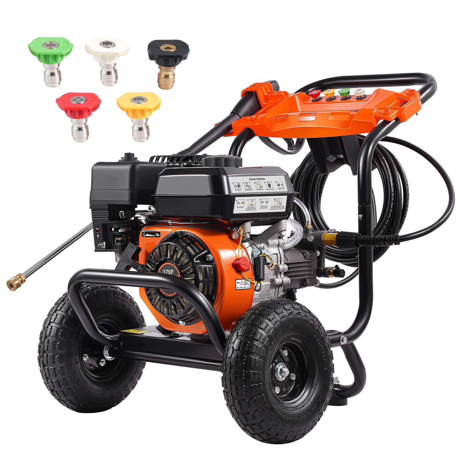 Vevor - VEVOR Nettoyeur Haute Pression Essence 3500 PSI 10 L/min, Pompe Aluminium, 5 Buses, pour Voitures.