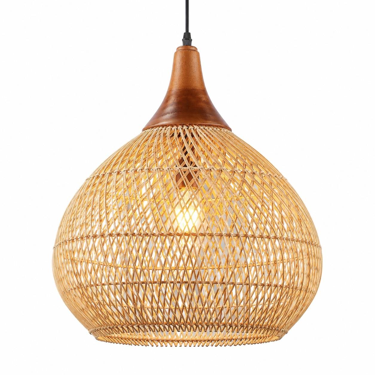 Suspension Lumineuse Artisanale Bambou Style Boho Applique Salon Chambre - Image 1