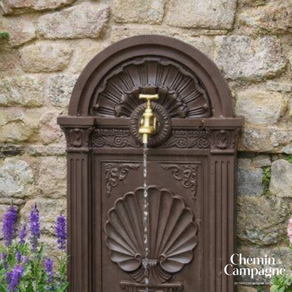 Fontaine de jardin extérieur fonte aluminium marron coquillage 84cm Chemin de campagne - Imagen 3