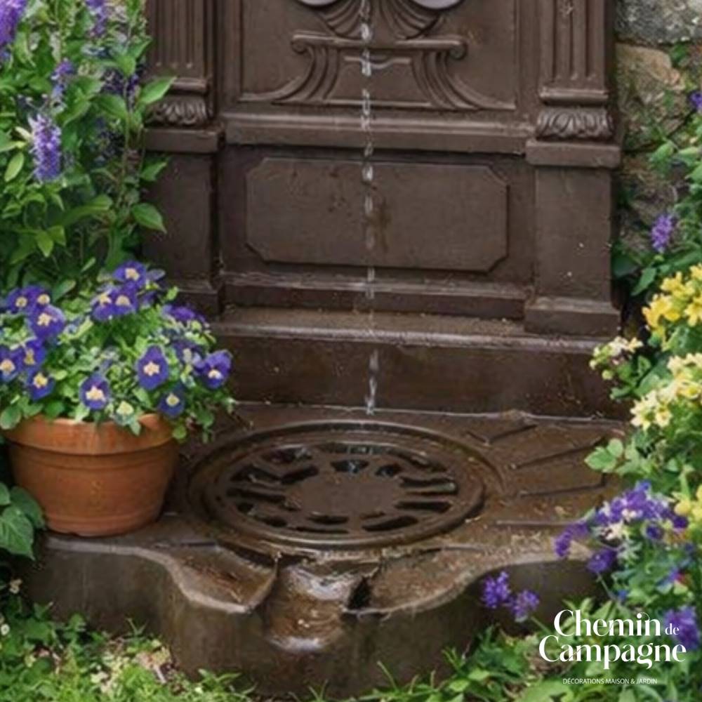 Fontaine de jardin extérieur fonte aluminium marron coquillage 84cm Chemin de campagne - Imagen 4