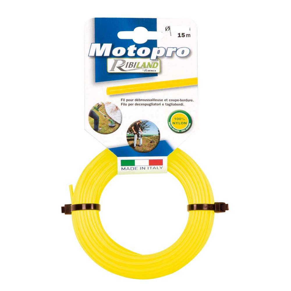 Ribimex - Fil rond 15m diamètre 3,3 mm jaune MOTOPRO pour tête de débroussailleuse.