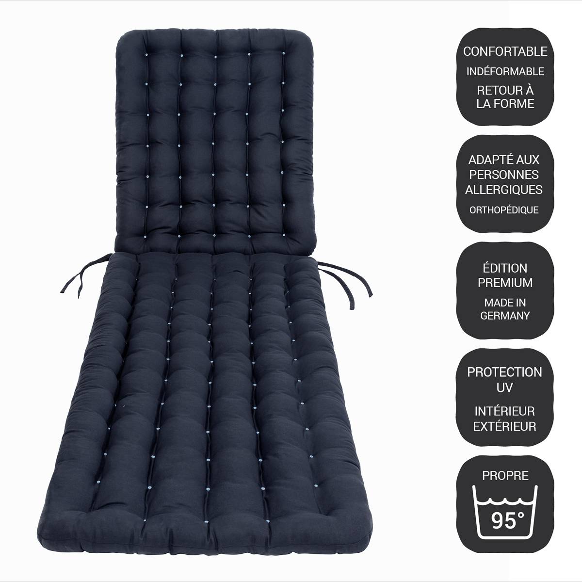 Coussin de Transat | 200x60 cm | Bleu marine - HAVE A SEAT Living - Image 2