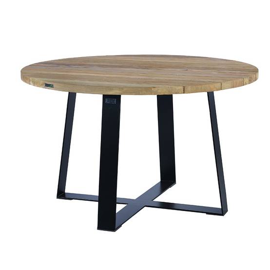 Table métal anthracite et teck recyclé D 130 cm Orsay - Gecko Jardin - Imagen 2