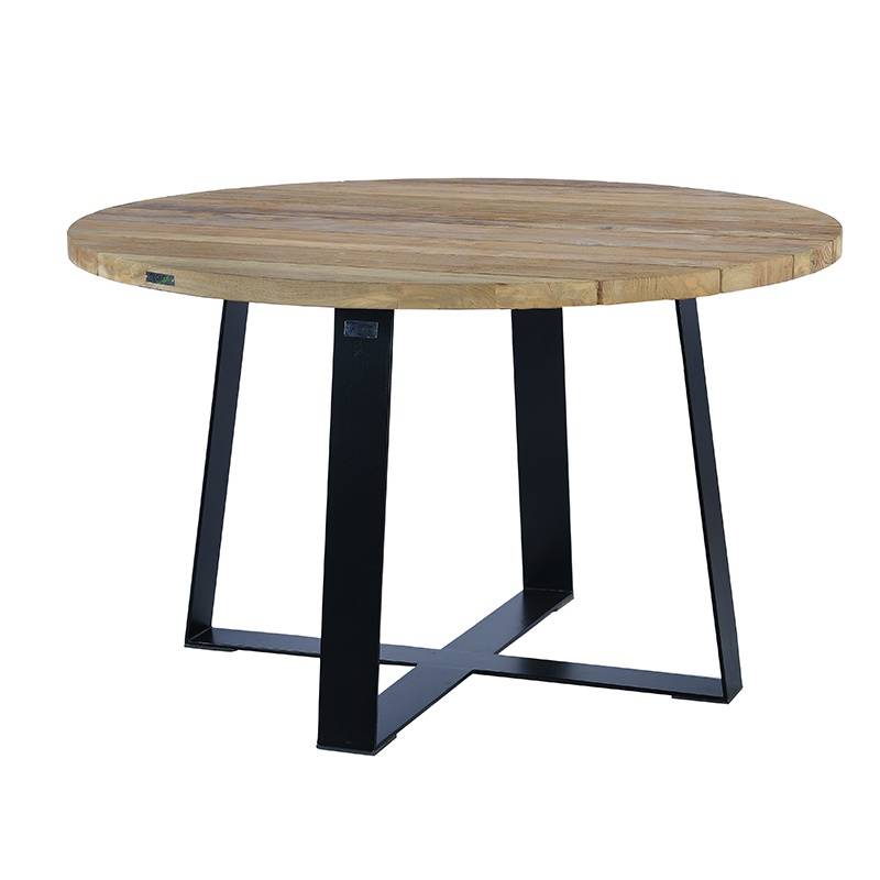 Table métal anthracite et teck recyclé D 130 cm Orsay - Gecko Jardin - Imagen 2
