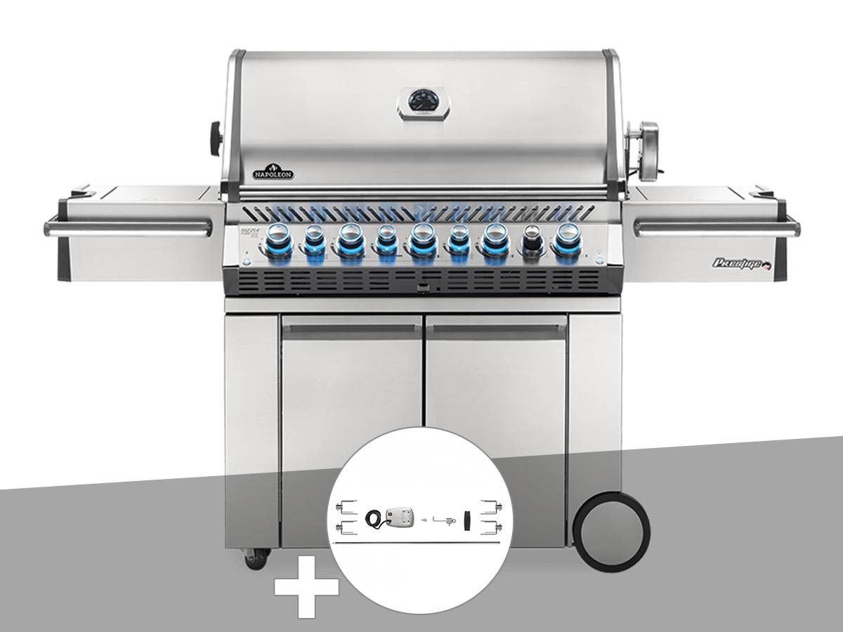 Napoleon - Barbecue à gaz Prestige Pro 665 SIB inox + Rôtissoire - Napoleon