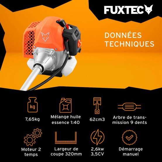 FUXTEC - Débroussailleuse thermique 62 cm³ 3,5 CV avec harnais confort – FX-MS162 – FUXTEC - Image 3