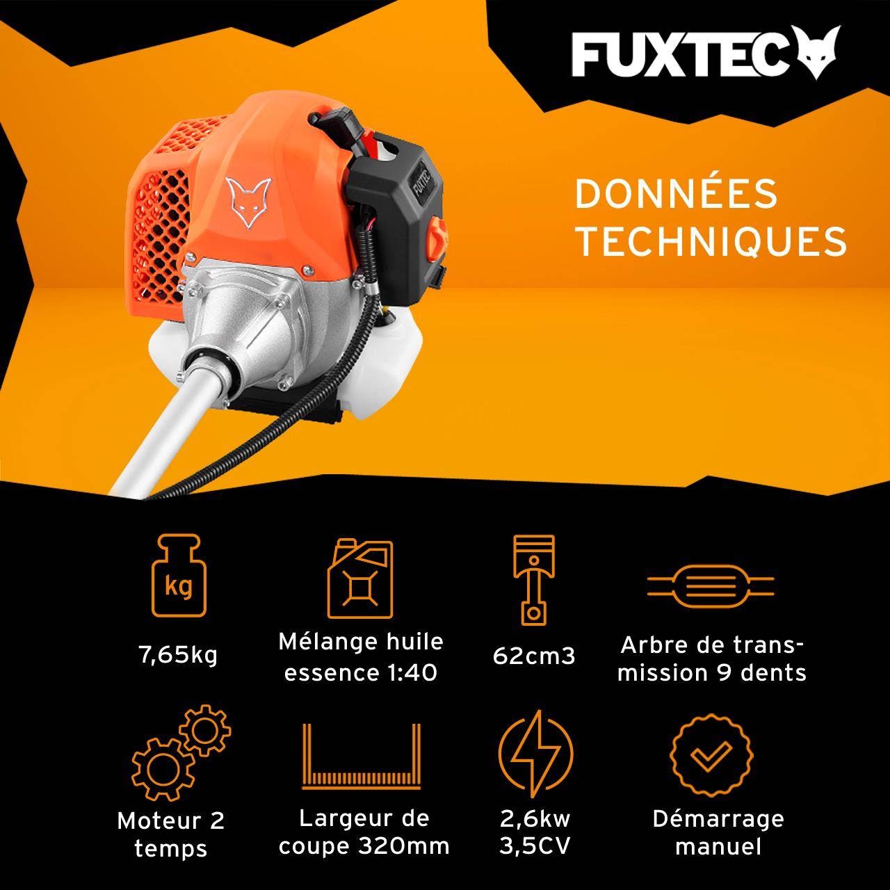 FUXTEC - Débroussailleuse thermique 62 cm³ 3,5 CV avec harnais confort – FX-MS162 – FUXTEC - Image 3