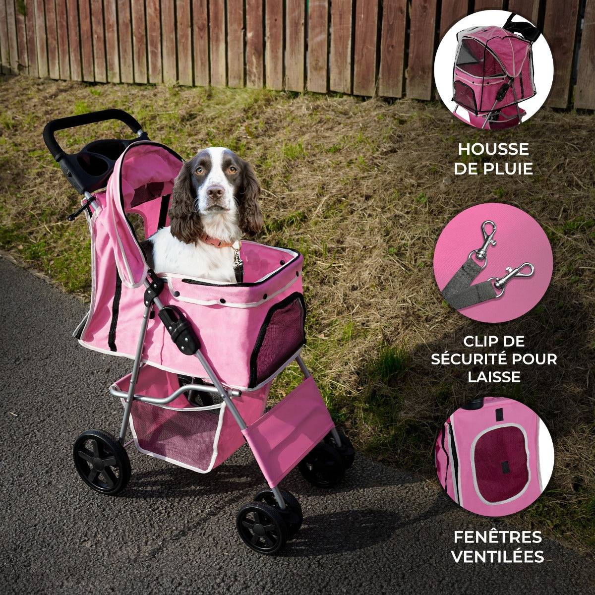 Monstershop - Poussette pour Animal de Compagnie – Rose - Monstershop - Imagen 2