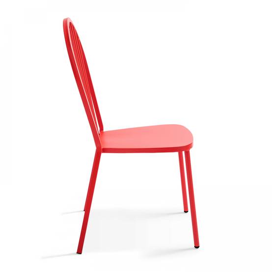 Oviala - Ensemble table de jardin bistrot et 2 chaises en acier rouge Palavas - Oviala - Imagen 6
