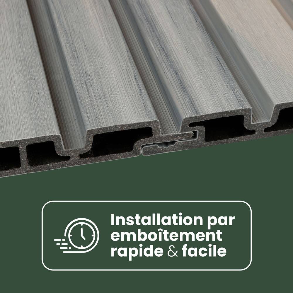 Kit Bardage Composite MEZZO Earl grey - Superficie : 20m² - Dimension des lames : 220x17,8x2,3 cm - Aspect mat - Image 3