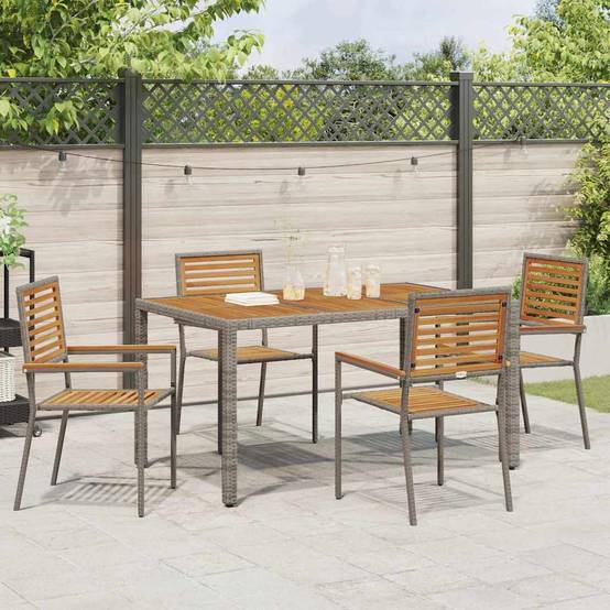 Ensemble de salle à manger pour jardin 5 pcs Gris et Marron 150 x 90 x 75 cm - PANGIVO - Image 4