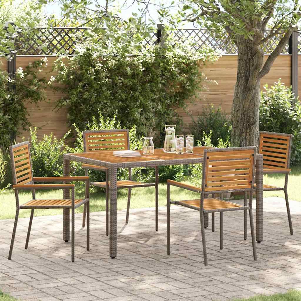 Ensemble de salle à manger pour jardin 5 pcs Gris et Marron 150 x 90 x 75 cm - PANGIVO - Image 1