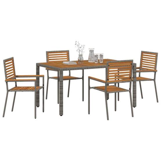 Ensemble de salle à manger pour jardin 5 pcs Gris et Marron 150 x 90 x 75 cm - PANGIVO - Image 3