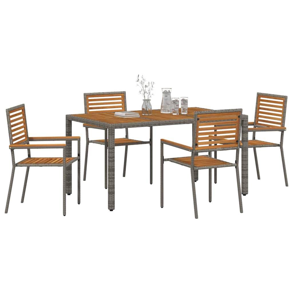 Ensemble de salle à manger pour jardin 5 pcs Gris et Marron 150 x 90 x 75 cm - PANGIVO - Image 3
