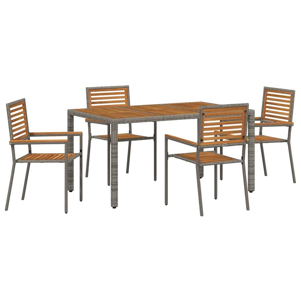 Ensemble de salle à manger pour jardin 5 pcs Gris et Marron 150 x 90 x 75 cm - PANGIVO - Image 2