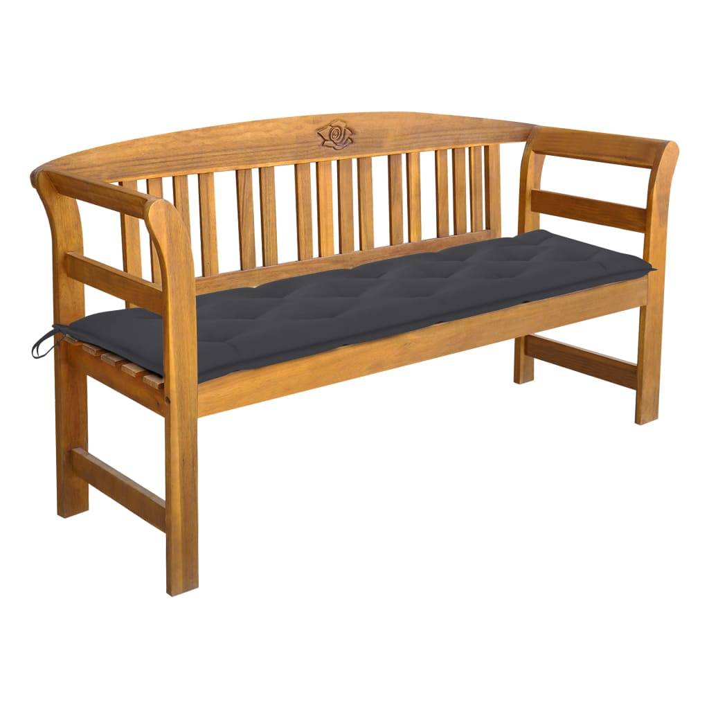 Helloshop26 - Banc de jardin meuble de patio d'extérieur terrasse avec coussin 157 cm bois d'acacia massif - Imagen 1