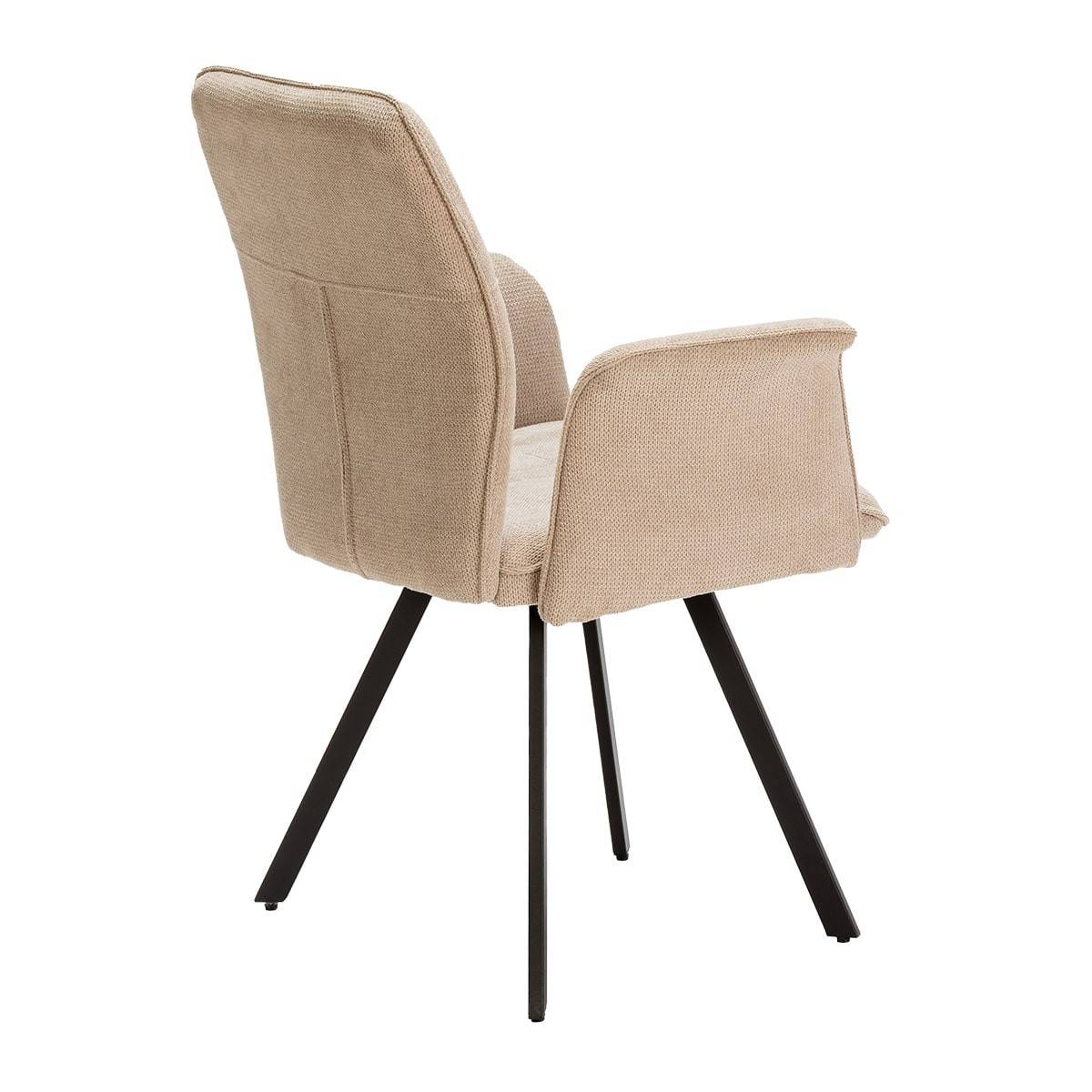 ALTOBUY - Lot de 6 Fauteuils Tissu Beige Effet Tricoté Pieds Métal Noir - SELMA - Image 6