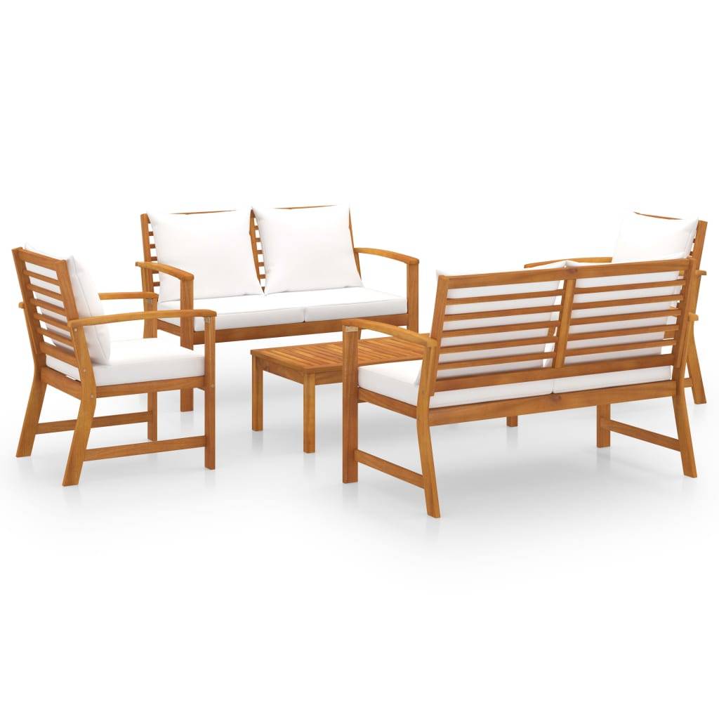 Vidaxl - Salon de jardin 5 pcs avec coussin Bois d'acacia solide vidaXL 3057786 - Image 2