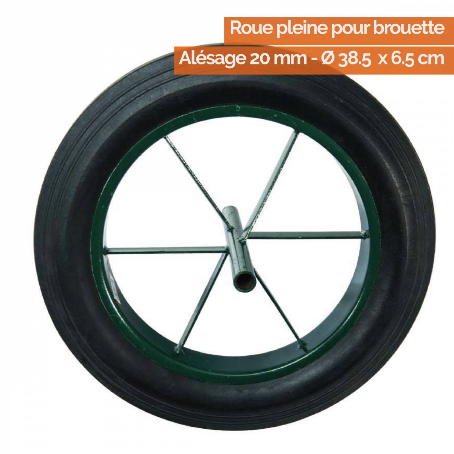 Linxor - Roue pleine pour brouette - Ø 38.5 x 6.5 cm - Axe 20 mm - Linxor - Imagen 2