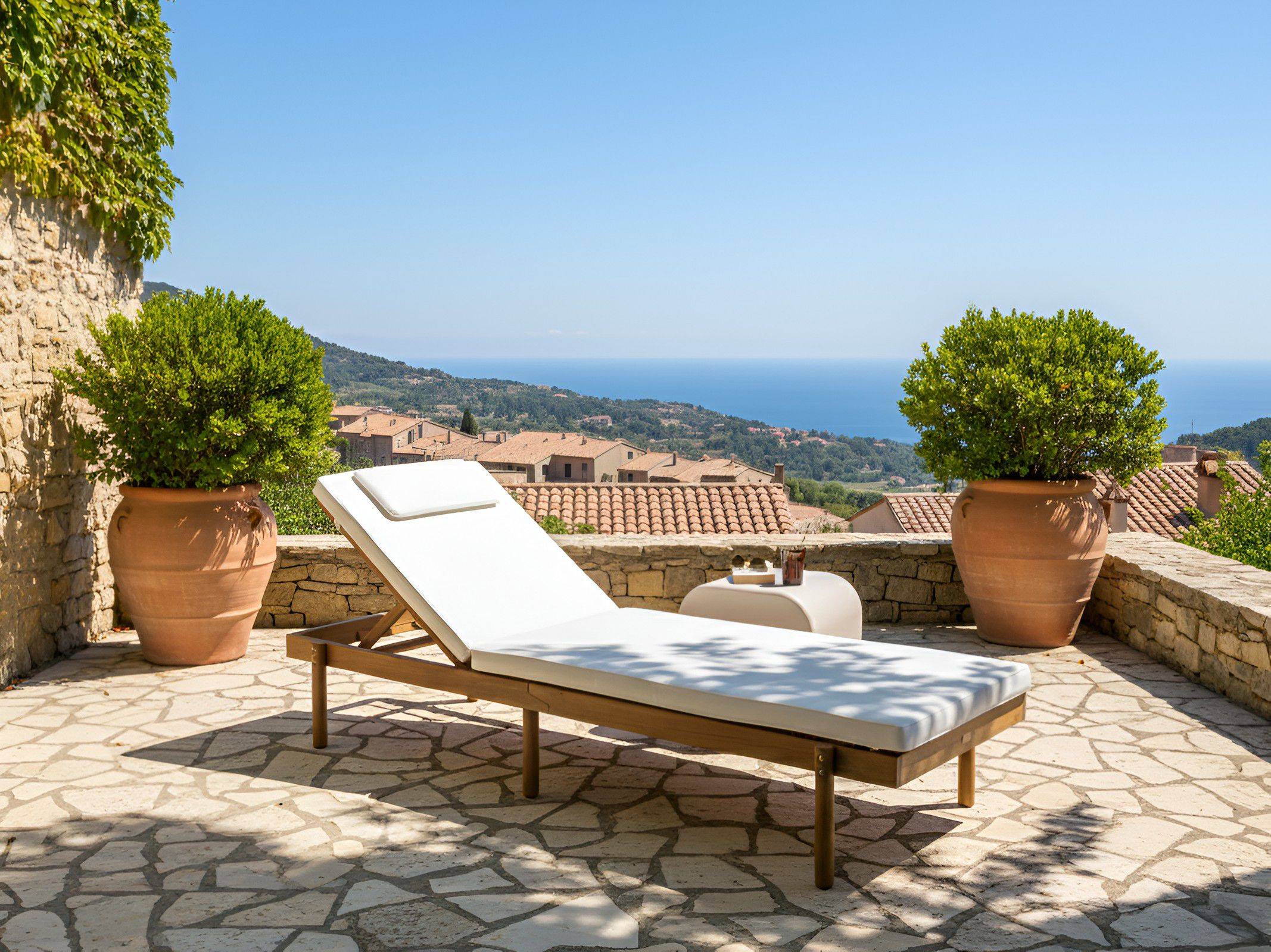 Beliani - Chaise longue Bois d'acacia certifié Blanc MARCETELLI - 65x188x77- Beliani