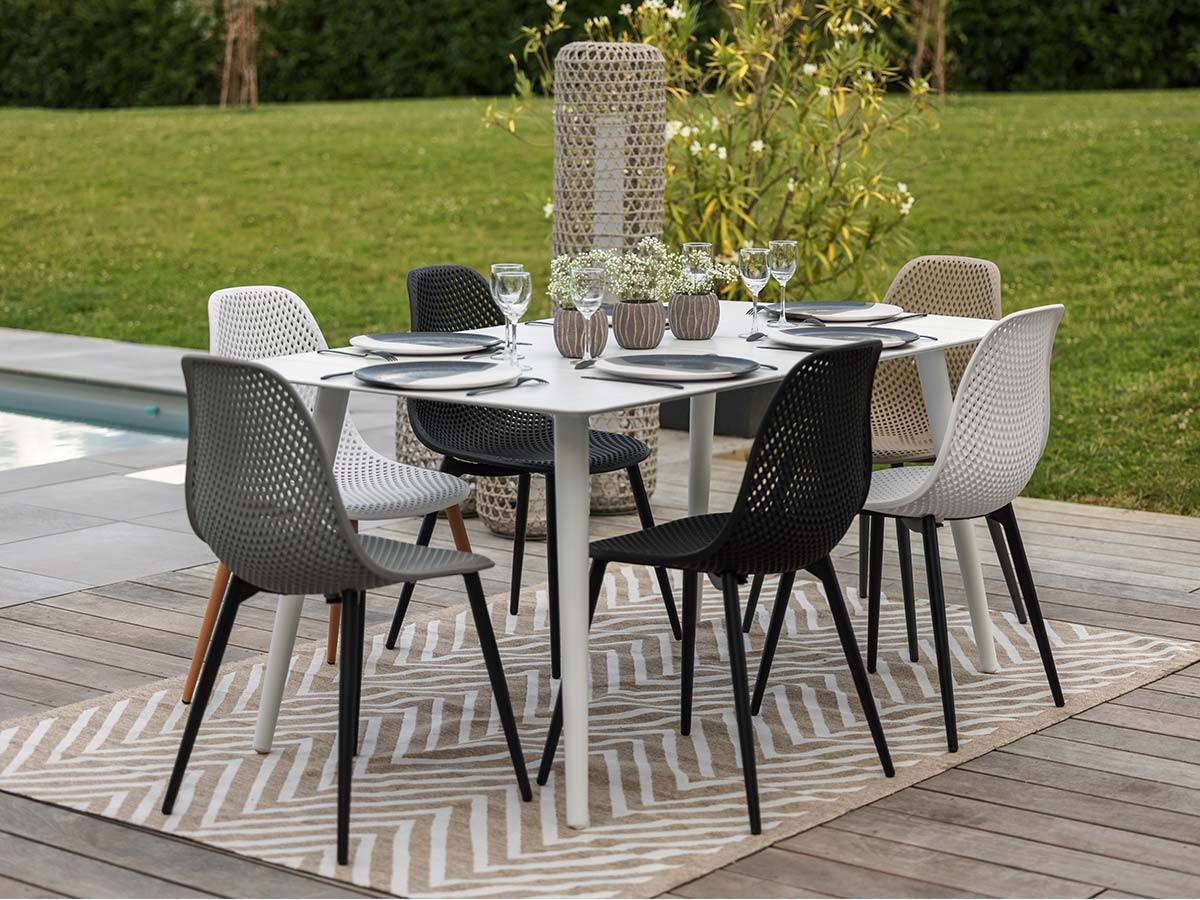 Table rectangulaire esprit bord de mer - JARDILINE - Aluminium - Blanc - Imagen 6