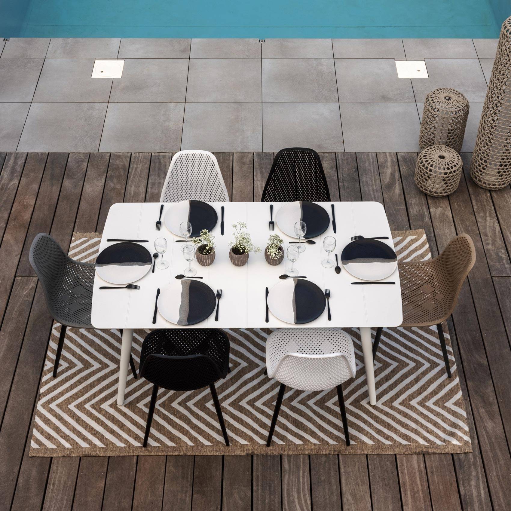 Table rectangulaire esprit bord de mer - JARDILINE - Aluminium - Blanc - Imagen 1