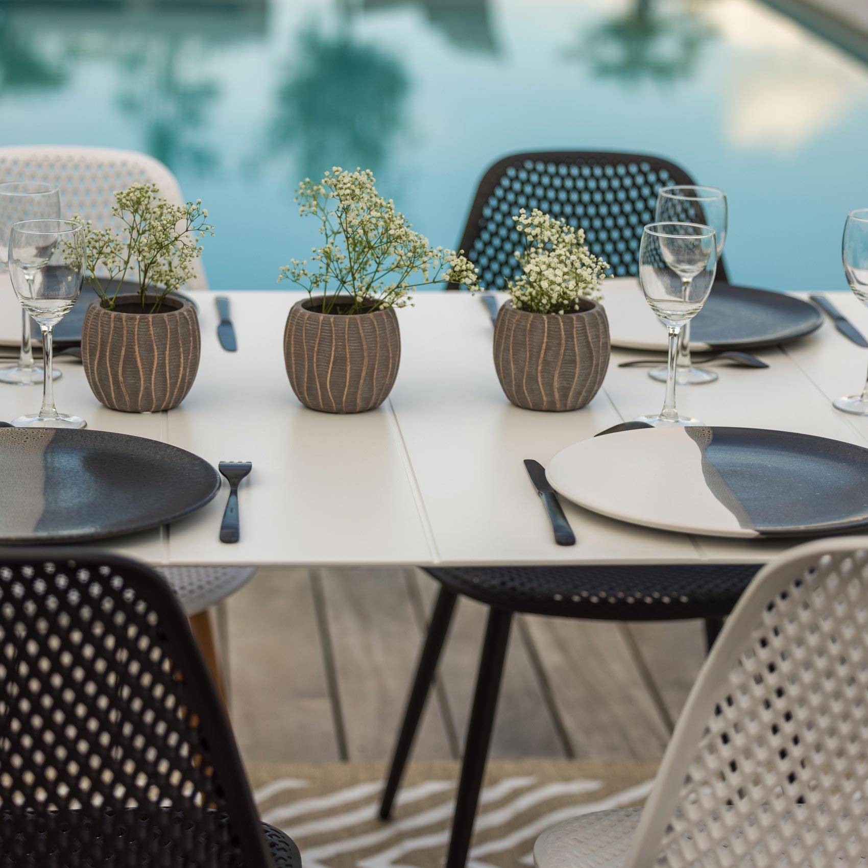 Table rectangulaire esprit bord de mer - JARDILINE - Aluminium - Blanc - Imagen 7