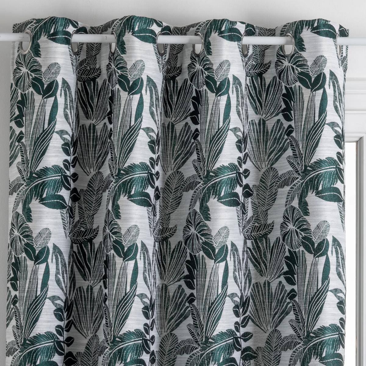 Atmosphera - Lot de 2 Rideaux à  œillets Jacquard Vert cèdre 140 x 260 cm - Imagen 2