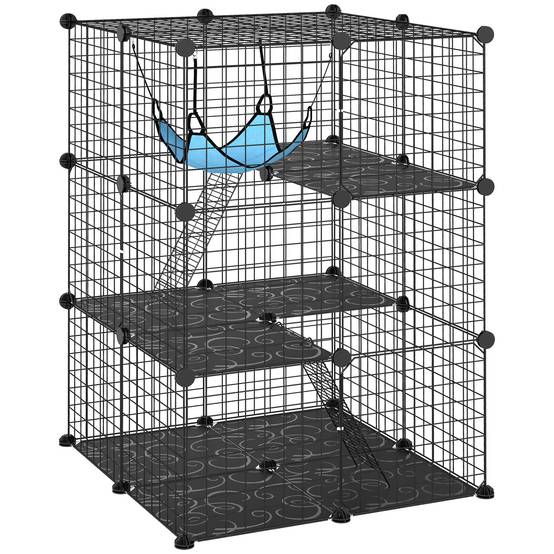 ComfortXL - Cage pour chat acier noir 105 cm intérieur modulable pour chaton jusqu’à 4 kg avec hamac et 3 portes - Image 10
