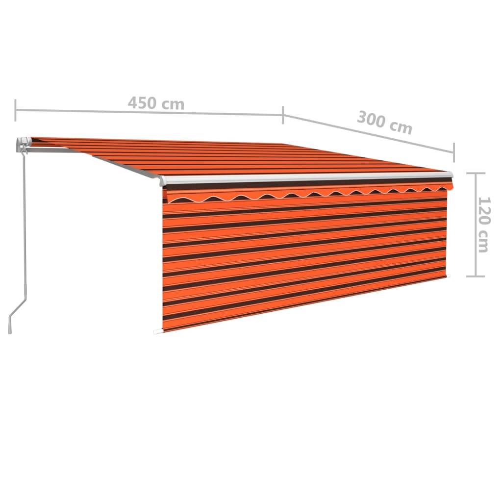 Store banne manuel rétractable aluminium pour jardin réglable 4,5x3m orange - ComfortXL Outdoor Living - Image 7